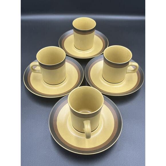 Vintage Arrow Stone Japan Cups & Saucers Set of 4– Mid Century Japanese - Picture 1 of 10